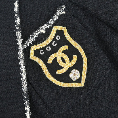 Chanel 2005 Black Emblem Double Breasted Coat #38