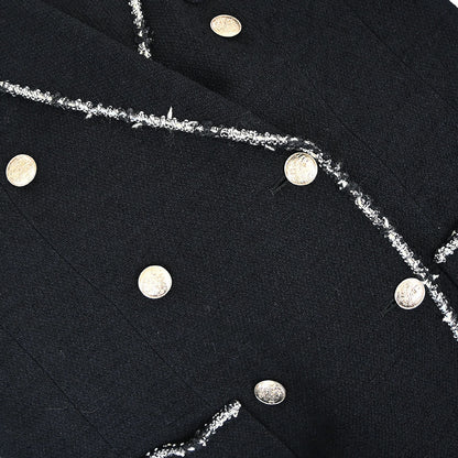 Chanel 2005 Black Emblem Double Breasted Coat #38