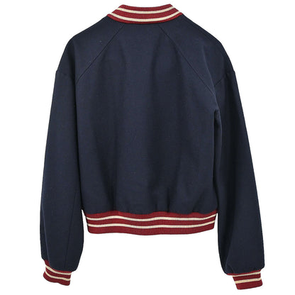 Chanel 2004 Sport Line Spring Letterman Bomber Jacket Navy #38
