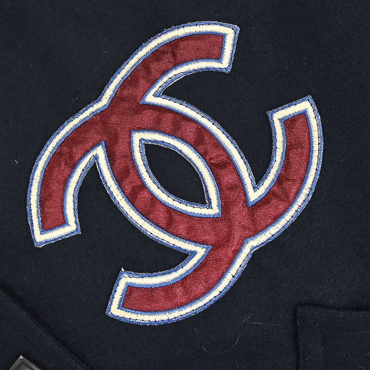 Chanel 2004 Sport Line Spring Letterman Bomber Jacket Navy #38
