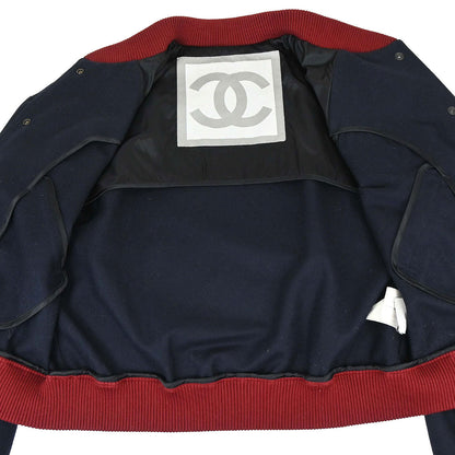 Chanel 2004 Sport Line Spring Letterman Bomber Jacket Navy #38