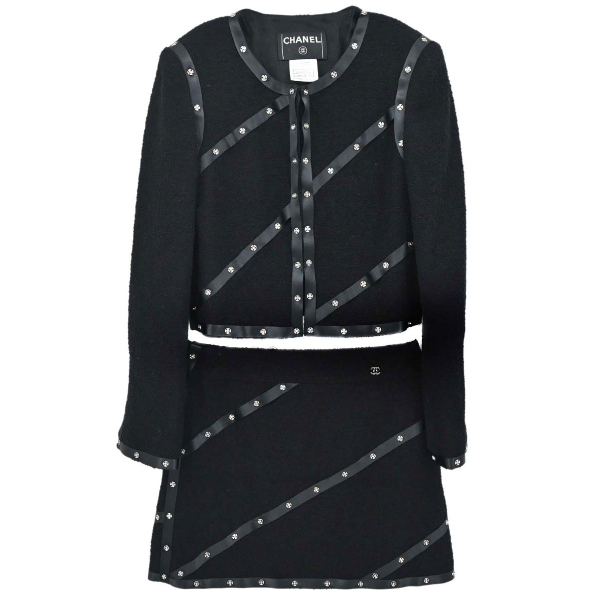 Chanel 2003 Setup Suit Jacket Skirt Black #36