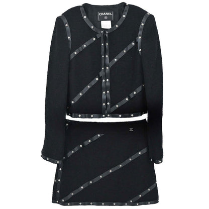 Chanel 2003 Setup Suit Jacket Skirt Black #36