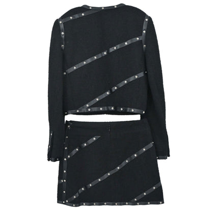 Chanel 2003 Setup Suit Jacket Skirt Black #36