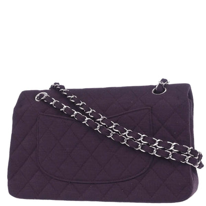 Chanel Purple Cotton Medium Classic Double Flap Shoulder Bag