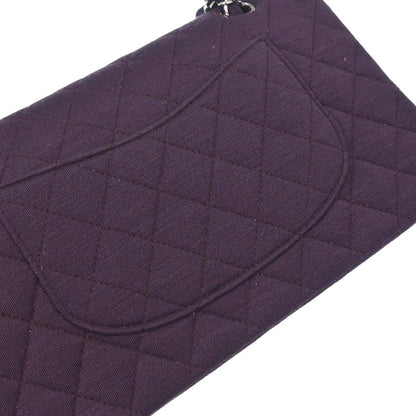 Chanel Purple Cotton Medium Classic Double Flap Shoulder Bag
