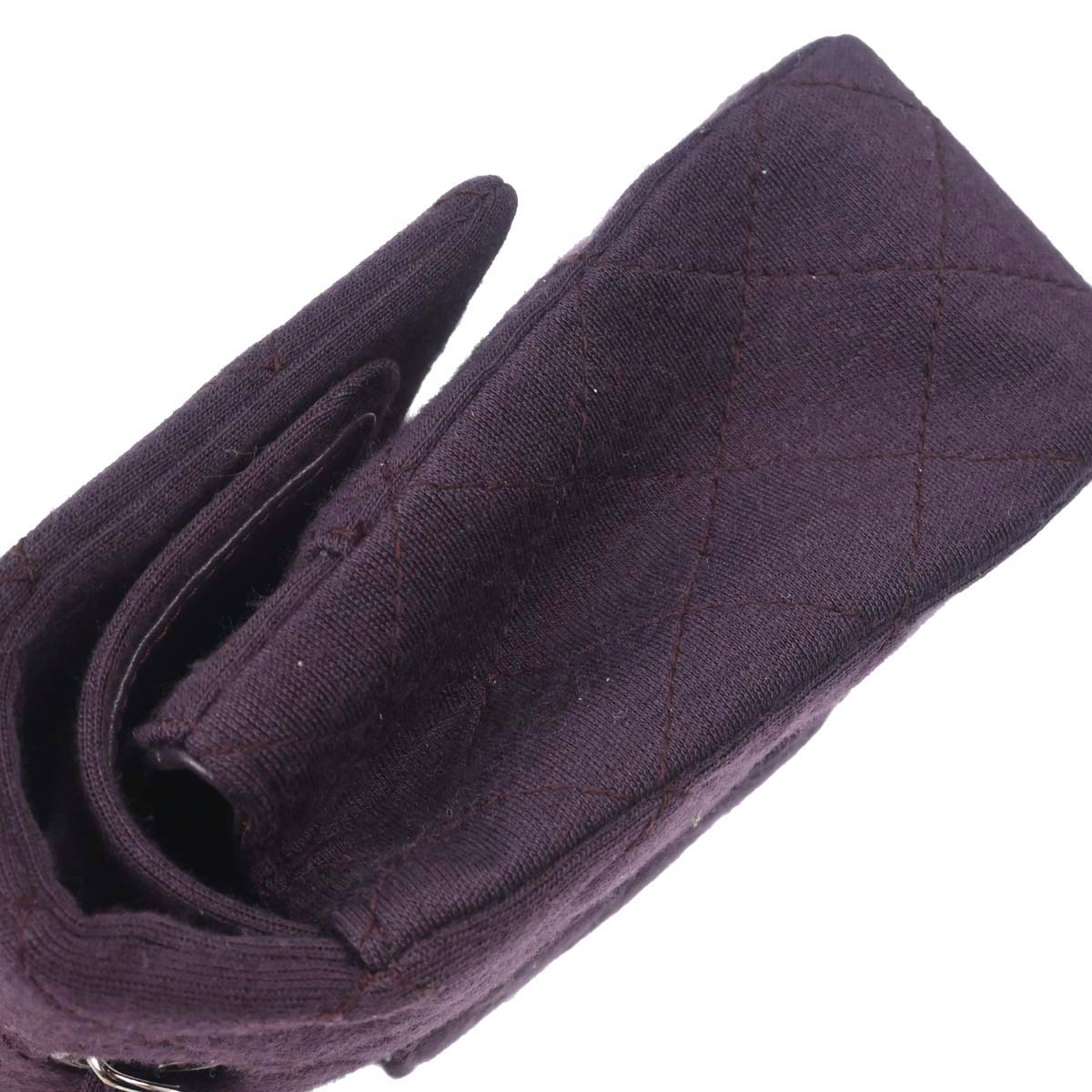 Chanel Purple Cotton Medium Classic Double Flap Shoulder Bag