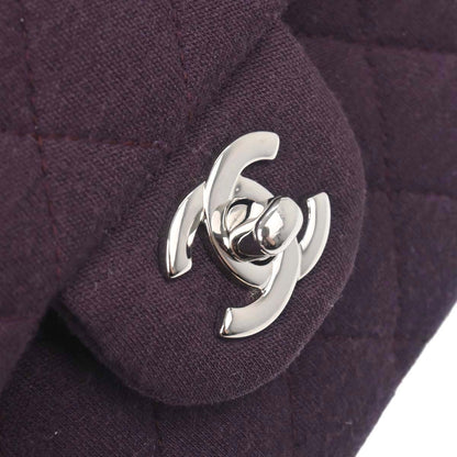 Chanel Purple Cotton Medium Classic Double Flap Shoulder Bag