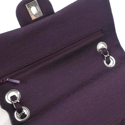 Chanel Purple Cotton Medium Classic Double Flap Shoulder Bag