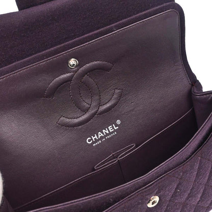 Chanel Purple Cotton Medium Classic Double Flap Shoulder Bag