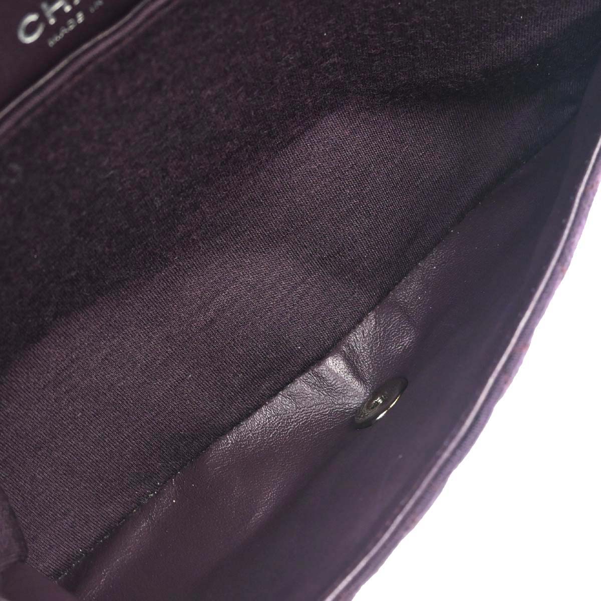 Chanel Purple Cotton Medium Classic Double Flap Shoulder Bag