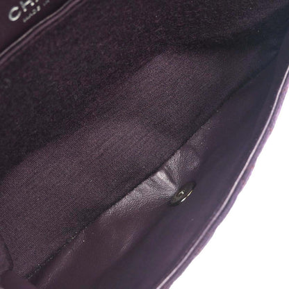 Chanel Purple Cotton Medium Classic Double Flap Shoulder Bag