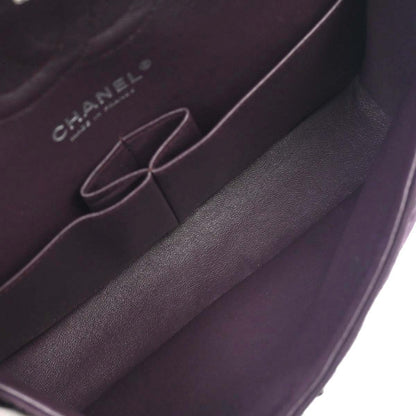 Chanel Purple Cotton Medium Classic Double Flap Shoulder Bag