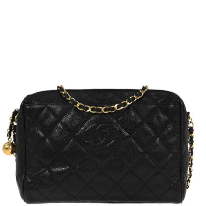 Chanel Black Caviar Skin Camera Bag Small