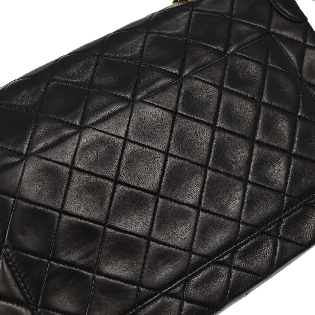 Chanel Black Lambskin Straight Flap Shoulder Bag