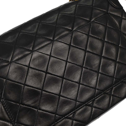 Chanel Black Lambskin Straight Flap Shoulder Bag