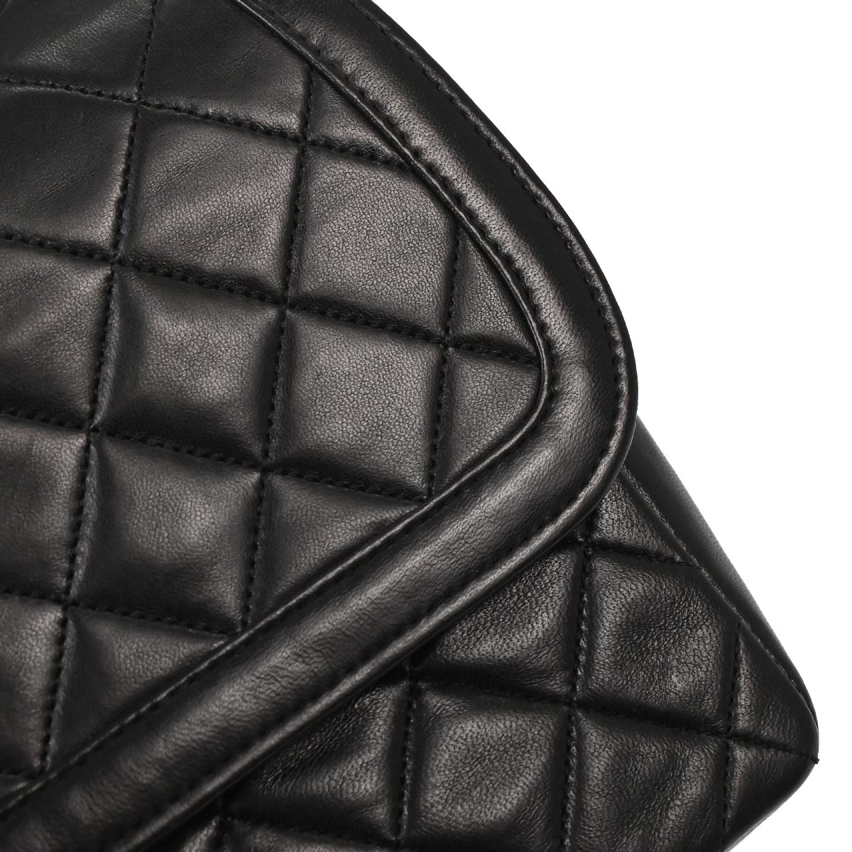 Chanel Black Lambskin Straight Flap Shoulder Bag