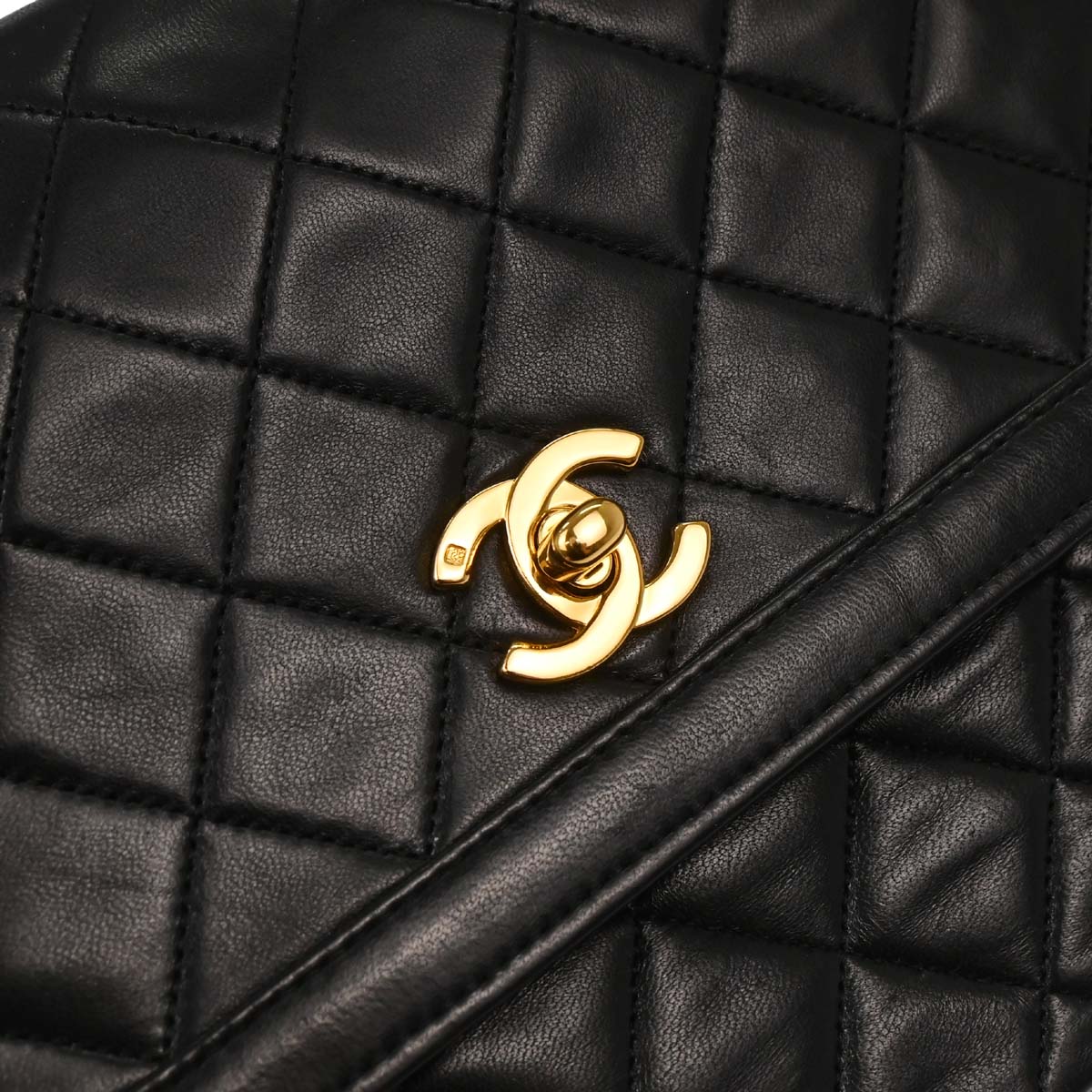 Chanel Black Lambskin Straight Flap Shoulder Bag