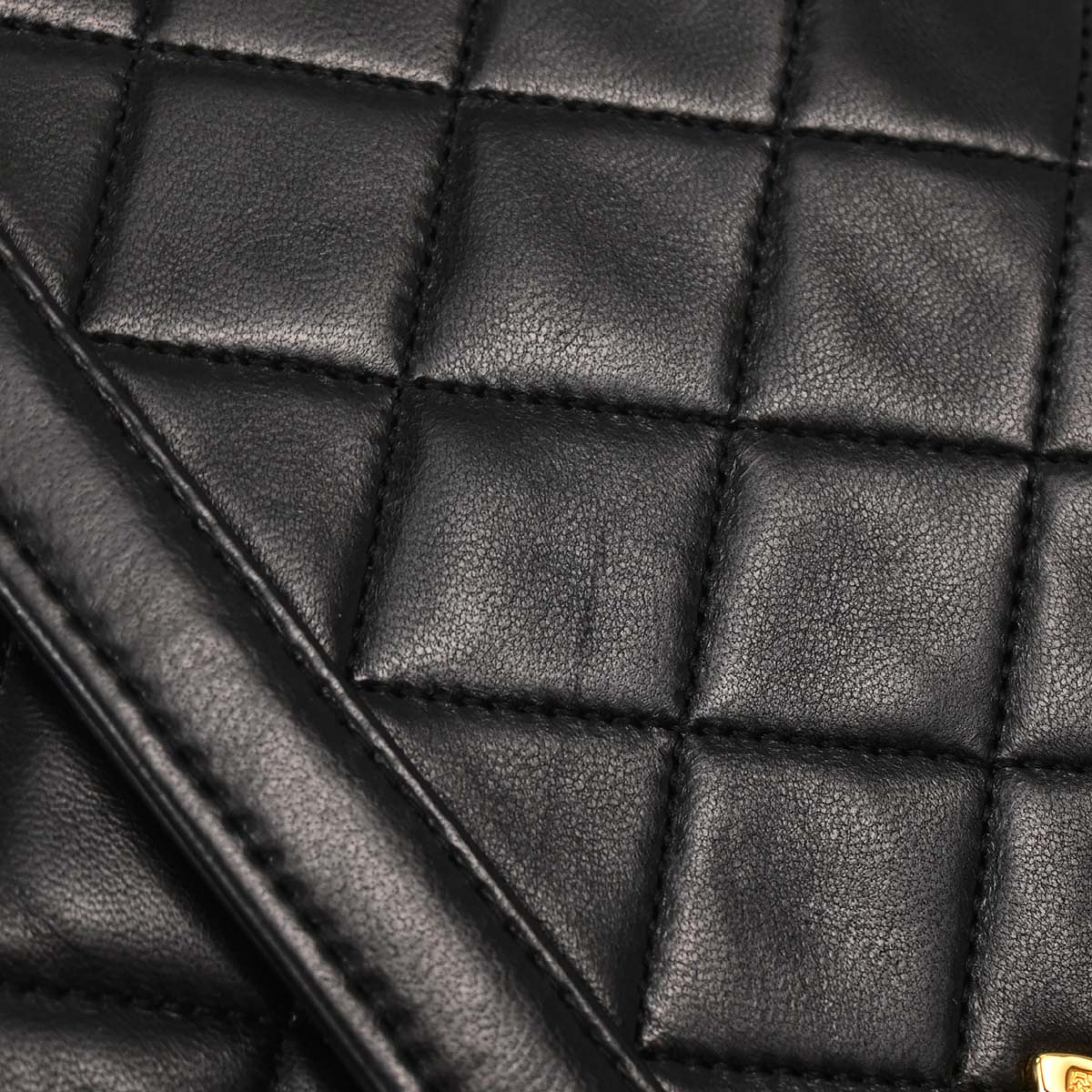 Chanel Black Lambskin Straight Flap Shoulder Bag