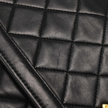 Chanel Black Lambskin Straight Flap Shoulder Bag
