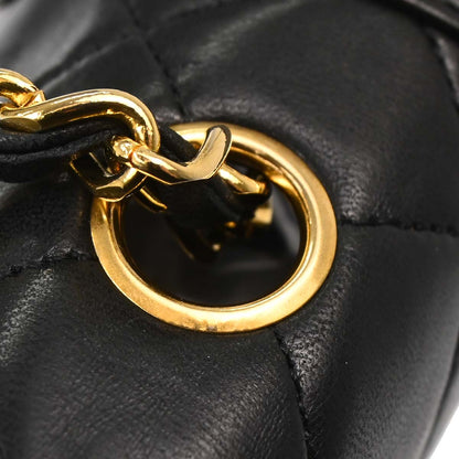 Chanel Black Lambskin Straight Flap Shoulder Bag