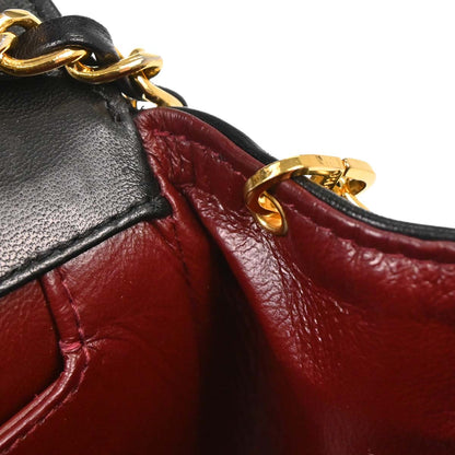 Chanel Black Lambskin Straight Flap Shoulder Bag