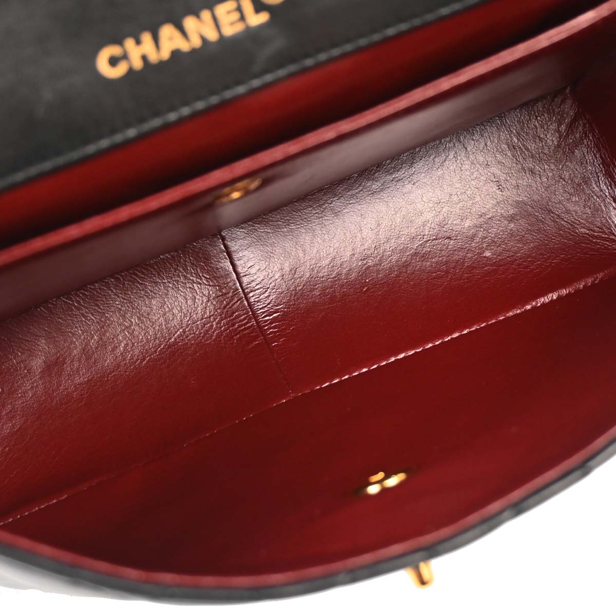 Chanel Black Lambskin Straight Flap Shoulder Bag