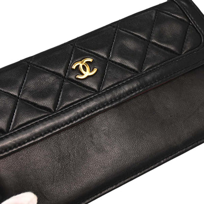 Chanel Black Lambskin Straight Flap Shoulder Bag