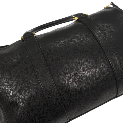 Chanel Black Caviar Skin 2way Shoulder Duffle Handbag