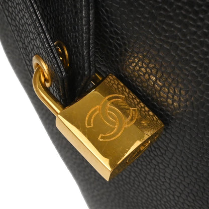 Chanel Black Caviar Skin 2way Shoulder Duffle Handbag