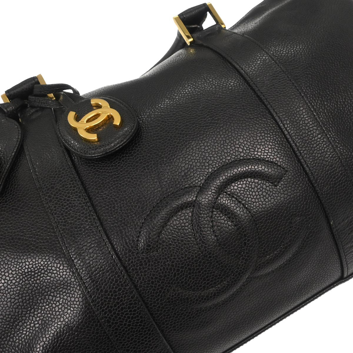 Chanel Black Caviar Skin 2way Shoulder Duffle Handbag