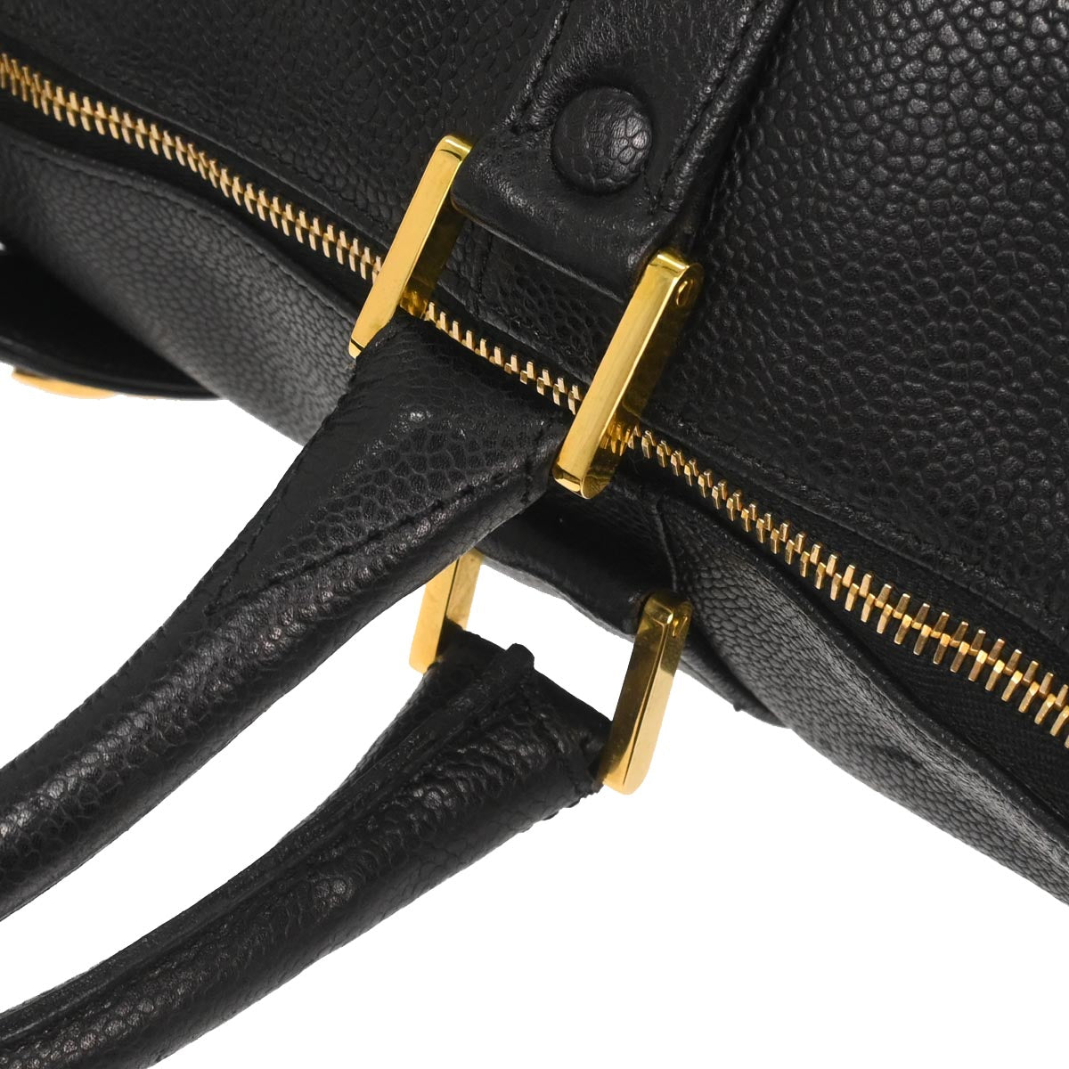 Chanel Black Caviar Skin 2way Shoulder Duffle Handbag