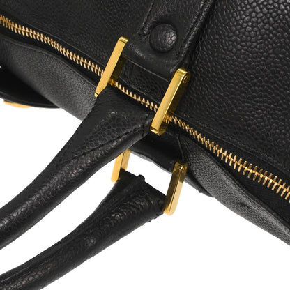 Chanel Black Caviar Skin 2way Shoulder Duffle Handbag