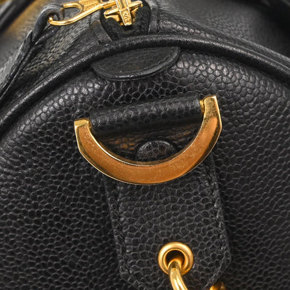 Chanel Black Caviar Skin 2way Shoulder Duffle Handbag