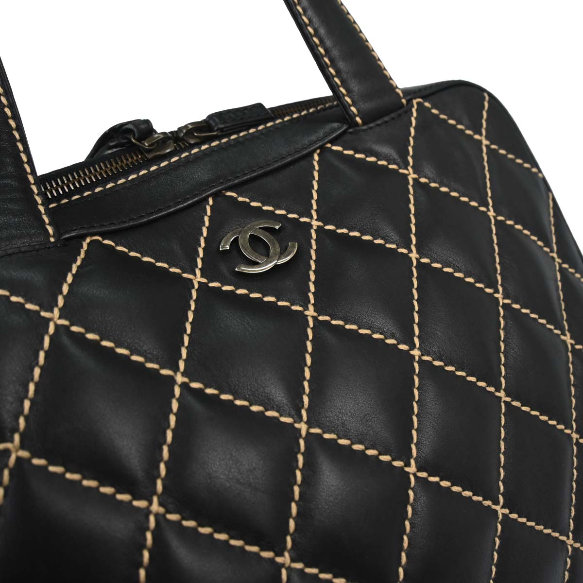 Chanel Black Calfskin Wild Stitch Handbag