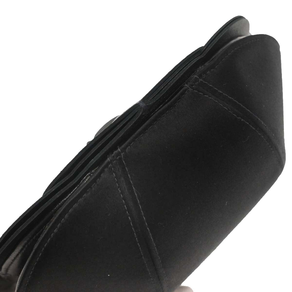 Chanel Black Lambskin Satin Camellia Handbag