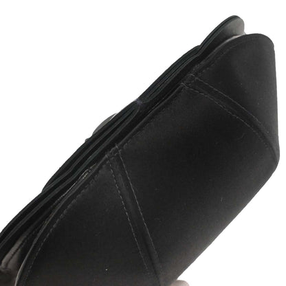 Chanel Black Lambskin Satin Camellia Handbag