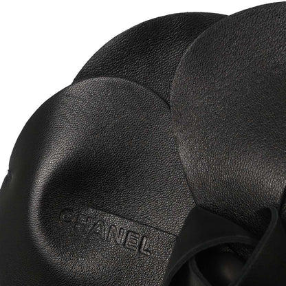 Chanel Black Lambskin Satin Camellia Handbag