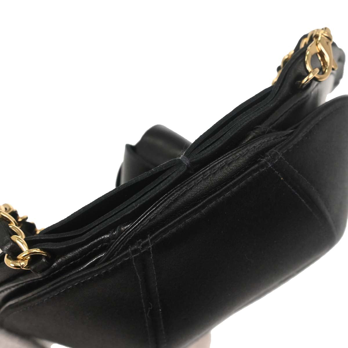 Chanel Black Lambskin Satin Camellia Handbag