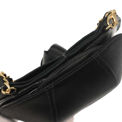 Chanel Black Lambskin Satin Camellia Handbag