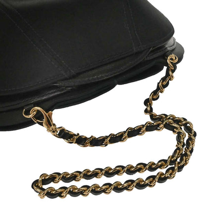 Chanel Black Lambskin Satin Camellia Handbag