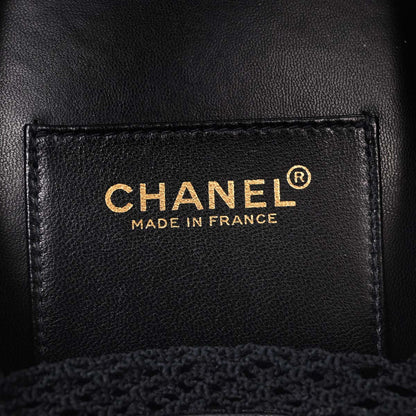Chanel Black Lambskin Satin Camellia Handbag