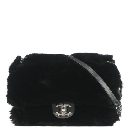 Chanel 2012-2013 Black Rabbit Fur Shoulder Bag
