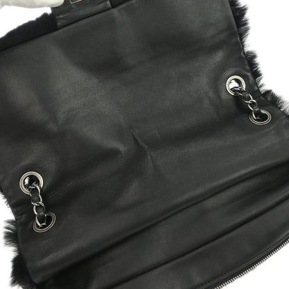 Chanel 2012-2013 Black Rabbit Fur Shoulder Bag