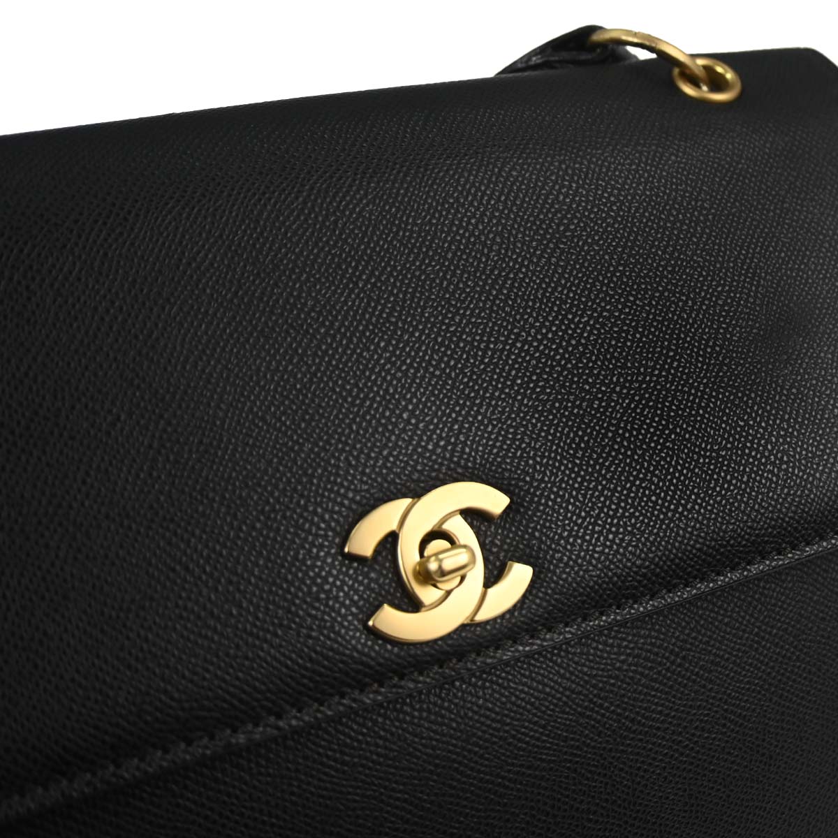 Chanel Black Caviar Skin Straight Flap Handbag