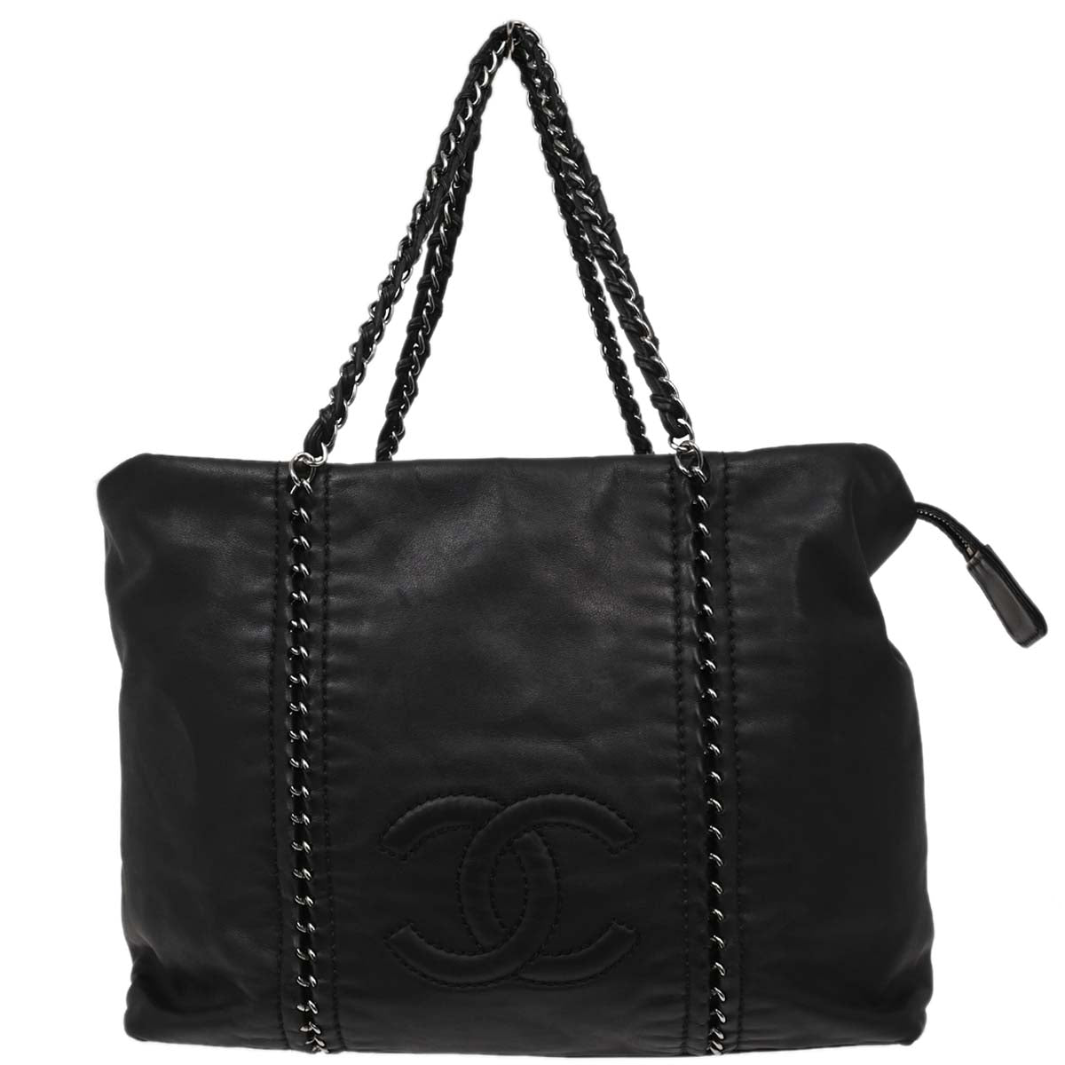 Chanel Black Calfskin Luxury Line Tote Handbag