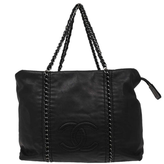 Chanel Black Calfskin Luxury Line Tote Handbag