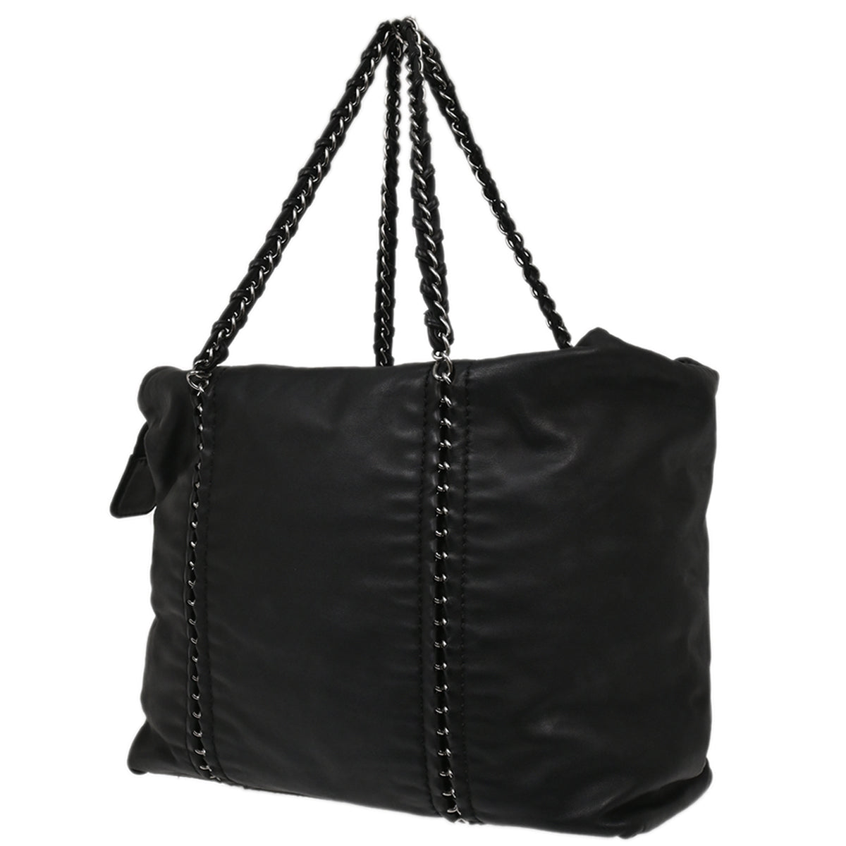 Chanel Black Calfskin Luxury Line Tote Handbag