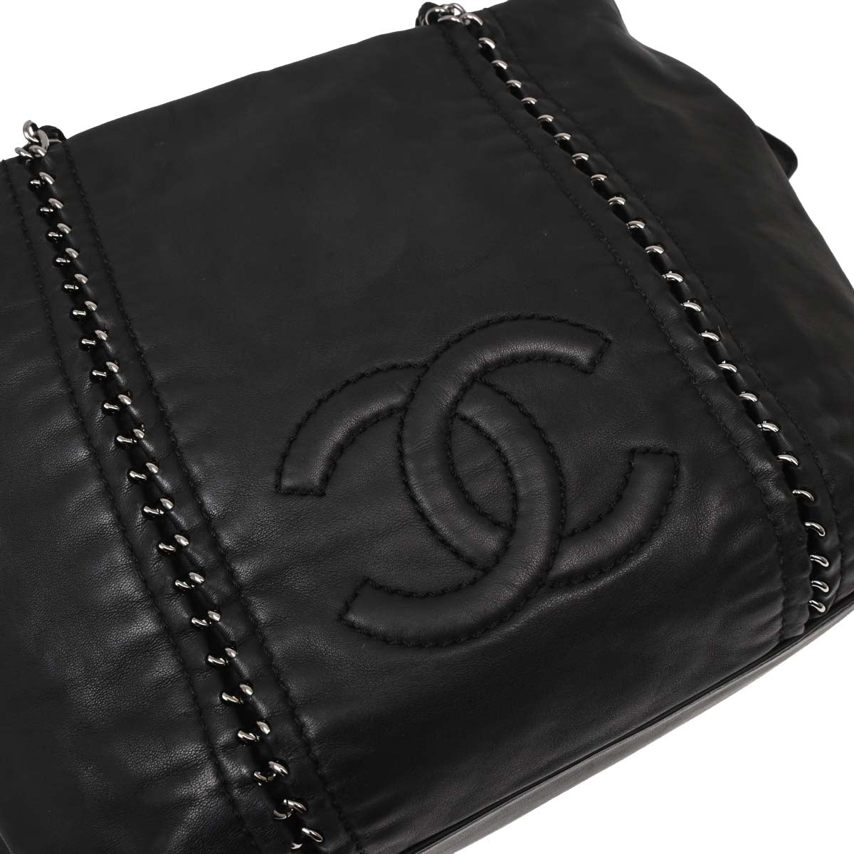 Chanel Black Calfskin Luxury Line Tote Handbag