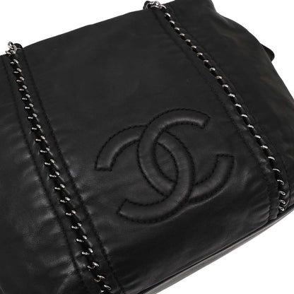 Chanel Black Calfskin Luxury Line Tote Handbag